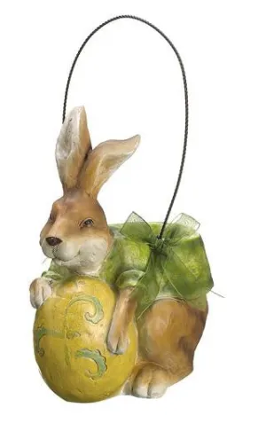 11" Sweet Delights Holiday Bunny Rabbit Basket with Easter Egg Decoration