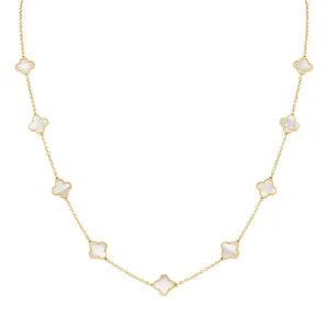 14KT GOLD MOTHER OF PEARL SMALL CLOVER NECKLACE