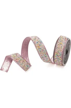 1.5" Pastel Multi Sprinkles Ribbon: Pink (10 Yards)