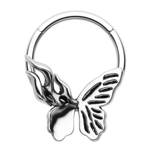 16G Flame-wing Butterfly Hinged Segment Septum Ring