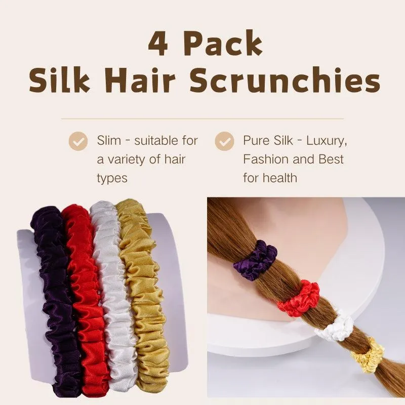 4 Pack Skinny Silk Scrunchies - Dazzling - dropshipping