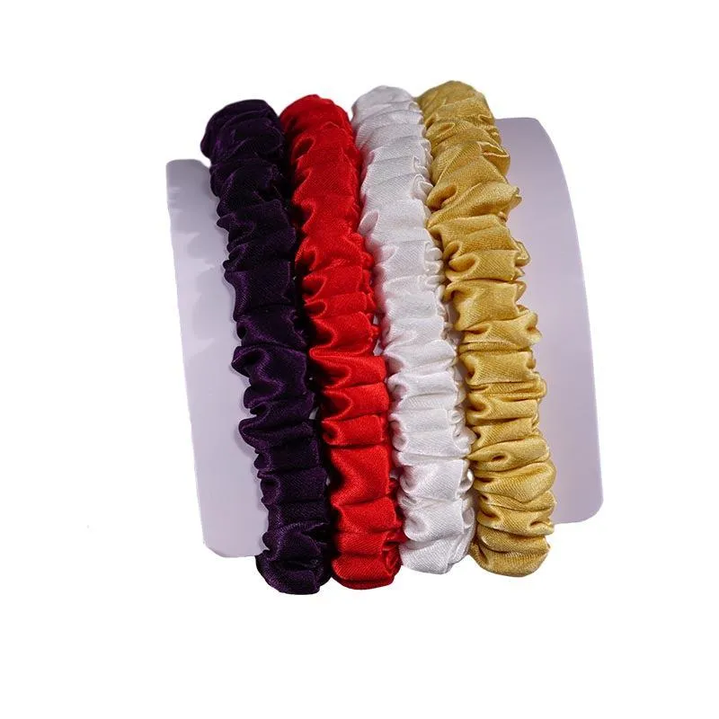 4 Pack Skinny Silk Scrunchies - Dazzling - dropshipping