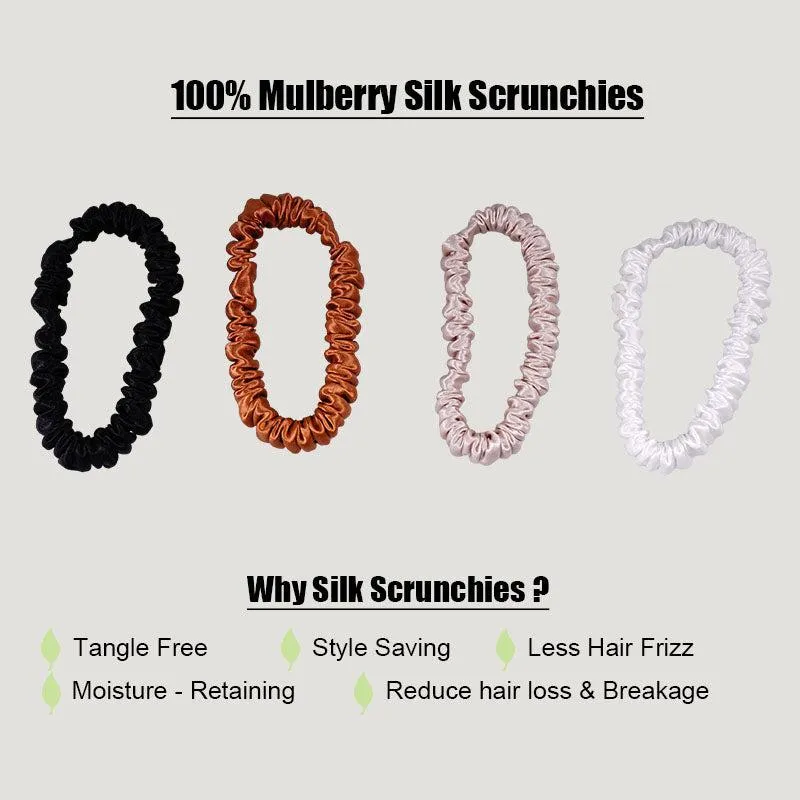 4 Pack Skinny Silk Scrunchies - Modern - dropshipping