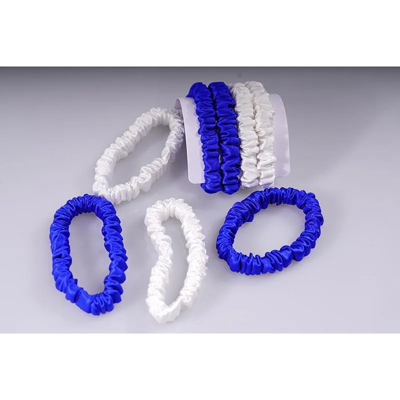 4 Pack Skinny Silk Scrunchies - White & Diamond - dropshipping