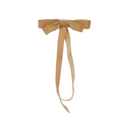 6pk Tan Velvet Classic Bows