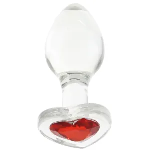 Adam & Eve Red Heart Gem Glass Plug in Medium