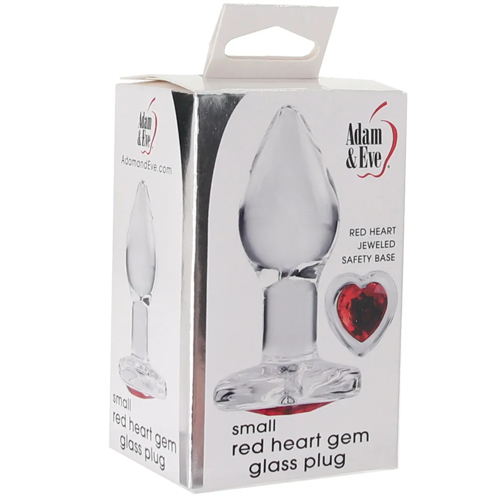 Adam & Eve Red Heart Gem Glass Plug in Small