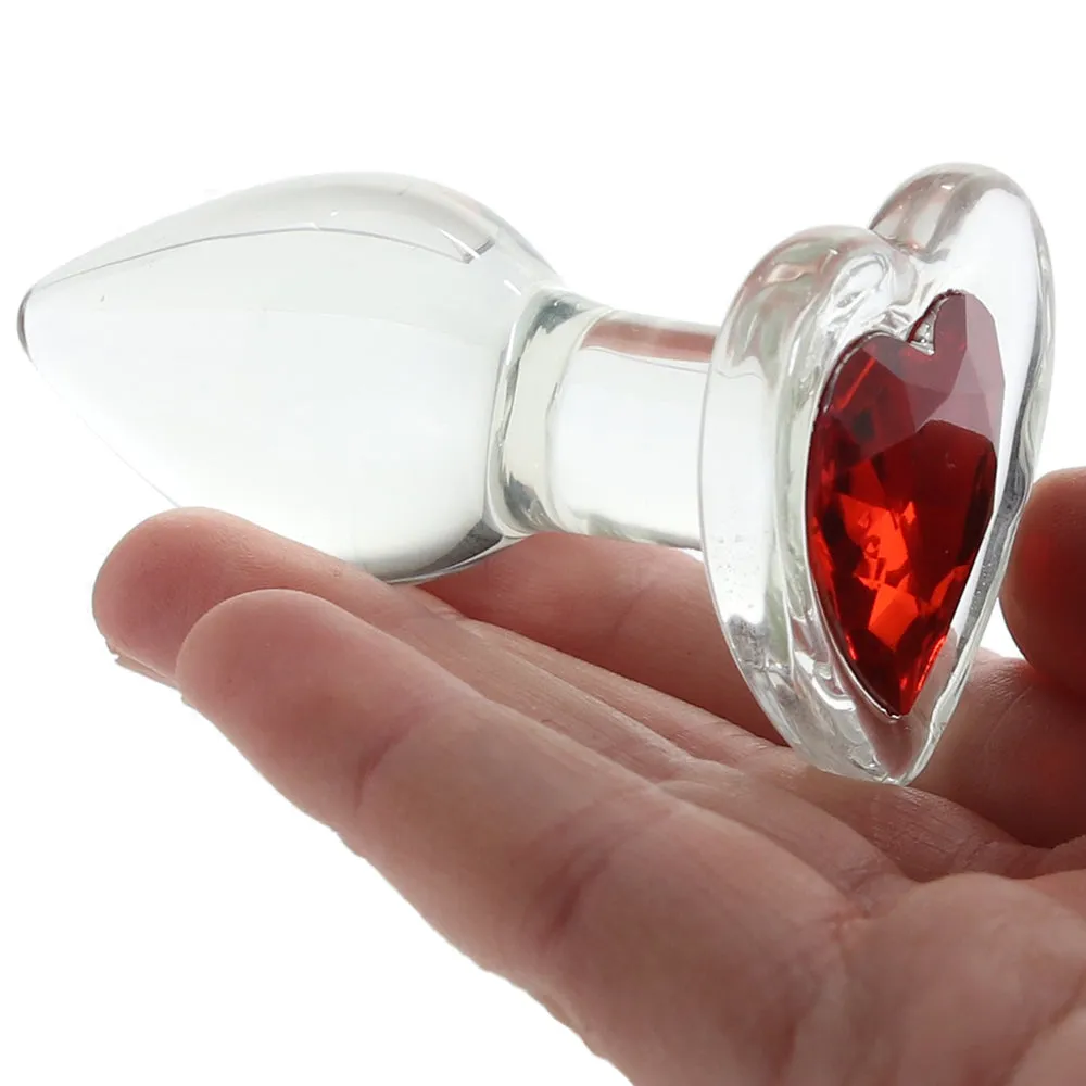 Adam & Eve Red Heart Gem Glass Plug in Small