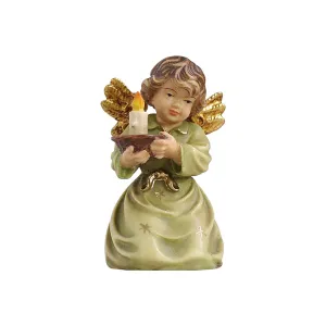 Angel with Candle - Hand Carved Wooden Angel Figurine