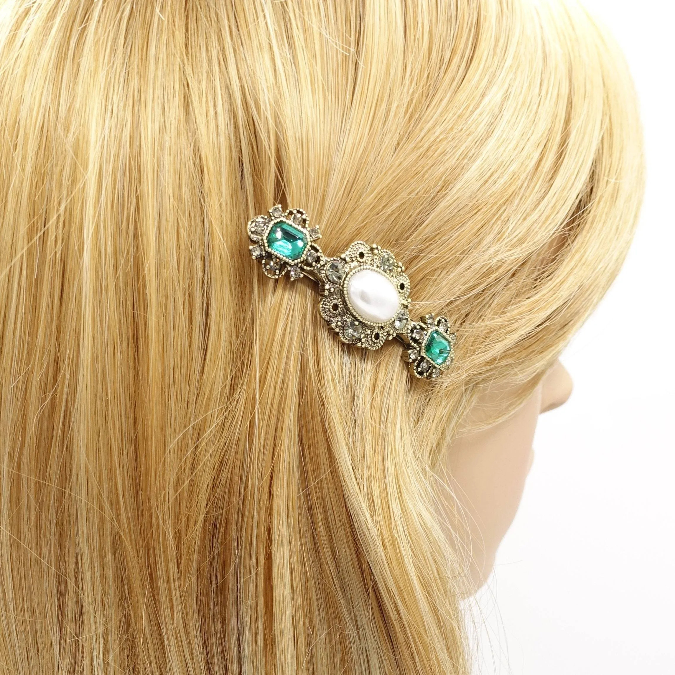 antique hair barrette jewel rhinestone baroque style hair accessory for women