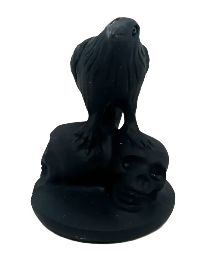 Black Obsidian Crystal Raven on Skulls