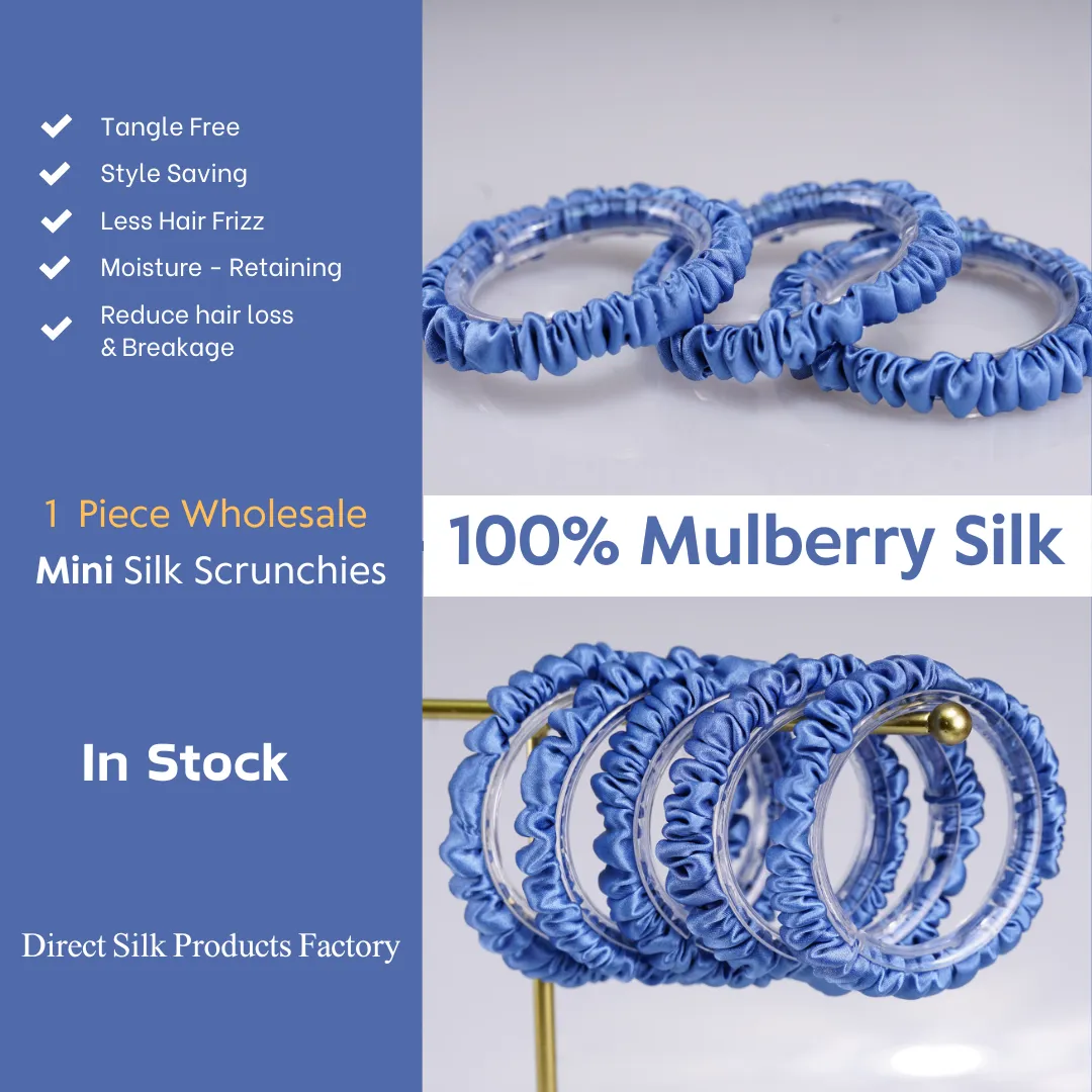 Blue Pigment silk scrunchies mini