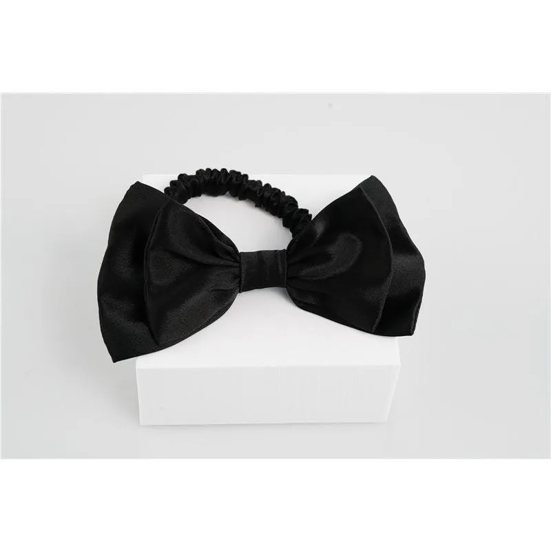 Bow Silk Scrunchies Black