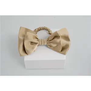 Bow Silk Scrunchies Tan