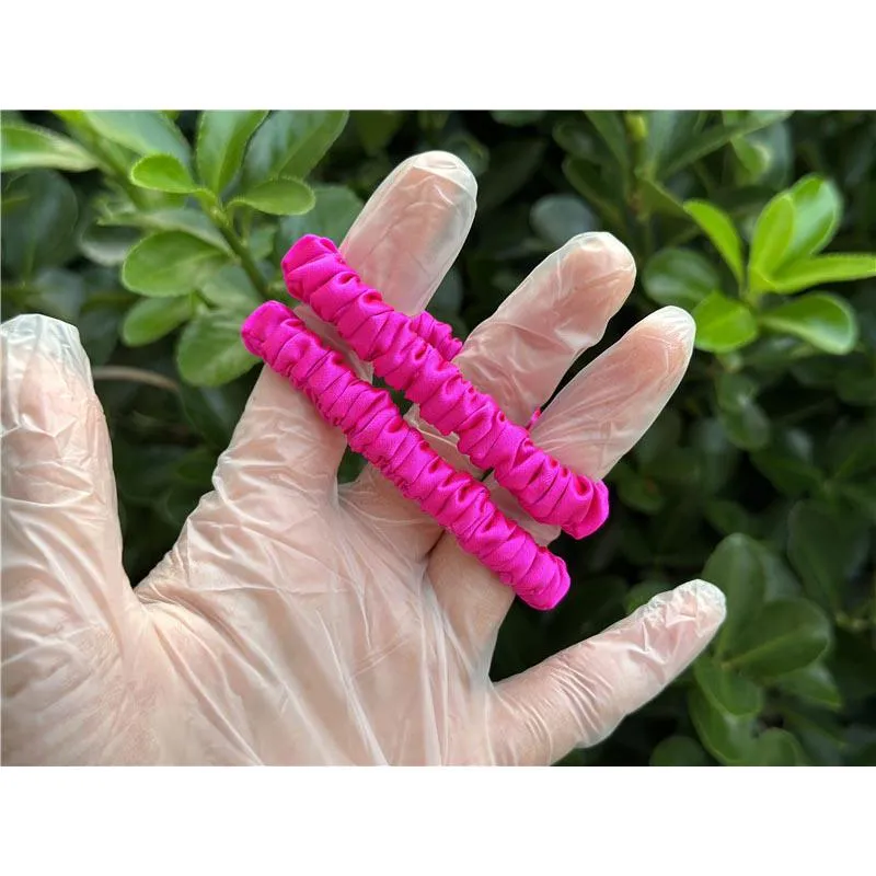 Bright Pink silk scrunchies mini