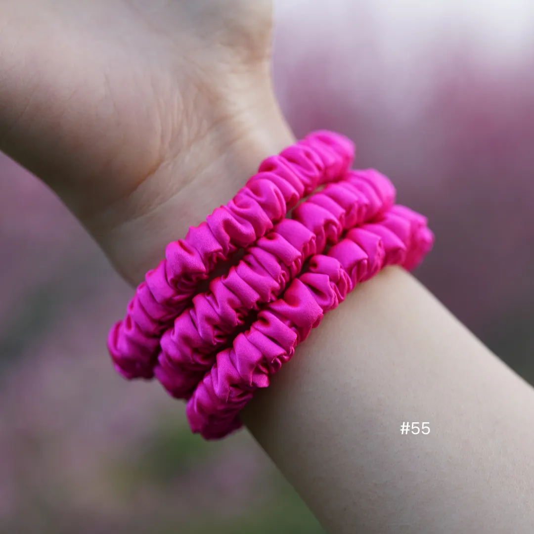 Bright Pink silk scrunchies mini