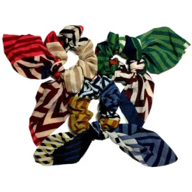 Colorblock Chevron Striped Scrunchies with Tails // CLEARANCE