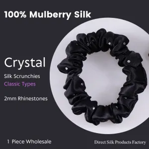 Crystal Silk Scrunchies Black Classic