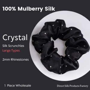 Crystal Silk Scrunchies Large Black