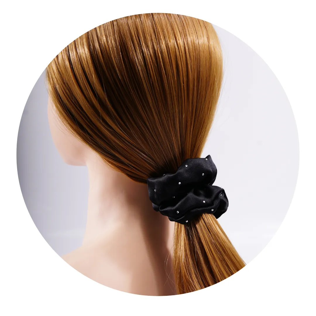 Crystal Silk Scrunchies Large Black