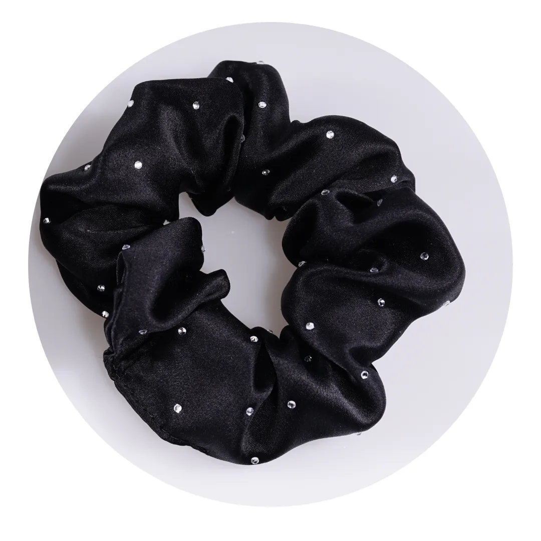 Crystal Silk Scrunchies Large Black