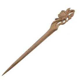 CrystalMood Handmade Carved Peachwood Hair Stick Peach