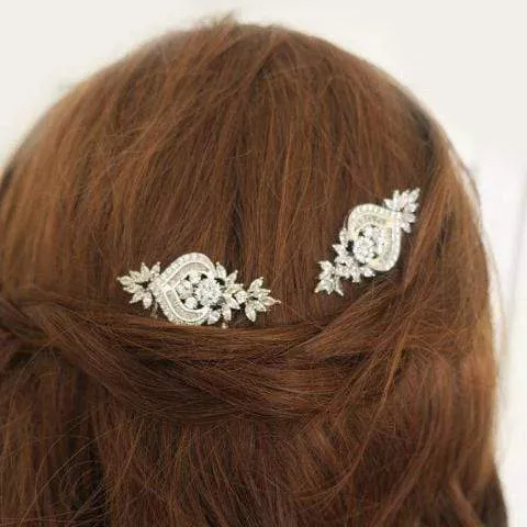 CZ Floral Hair Comb Naila