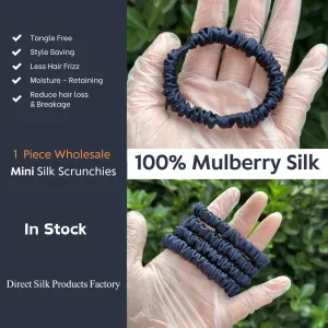 Dark Blue silk scrunchies mini