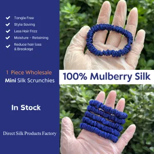 Deep Blue silk scrunchies mini