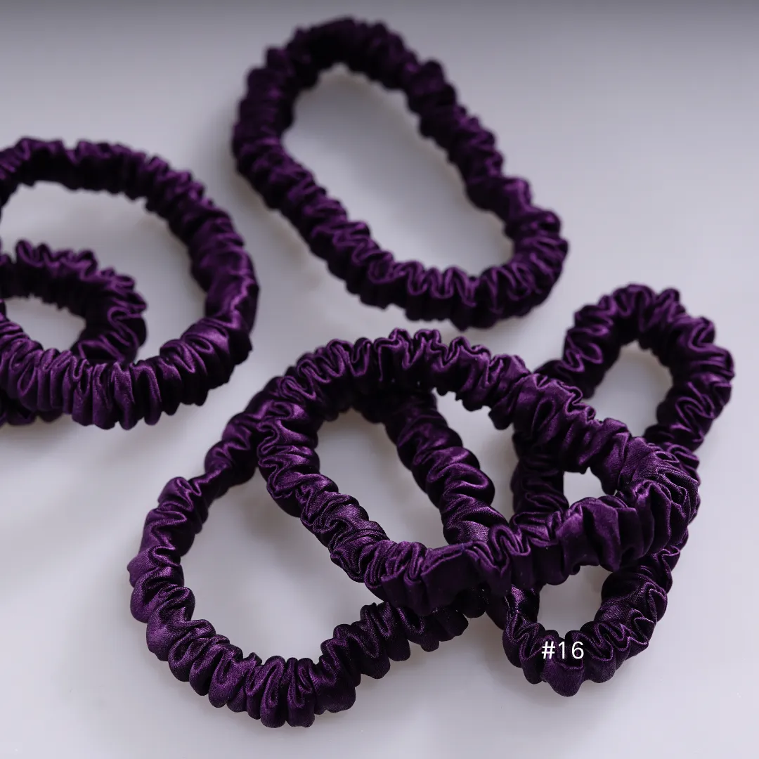 Deep Purple silk scrunchies mini