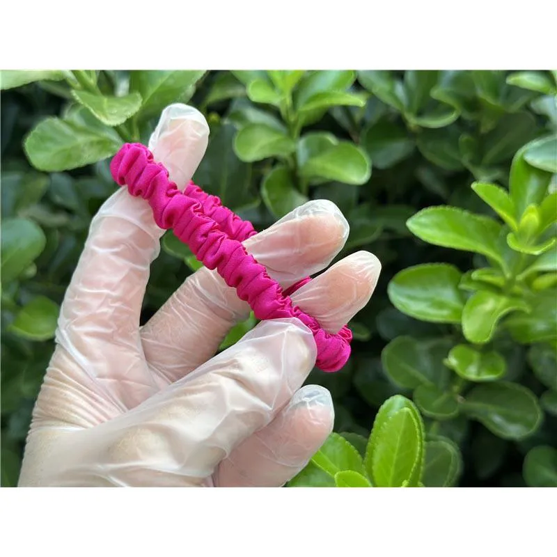 Deep Rose Pink silk scrunchies mini