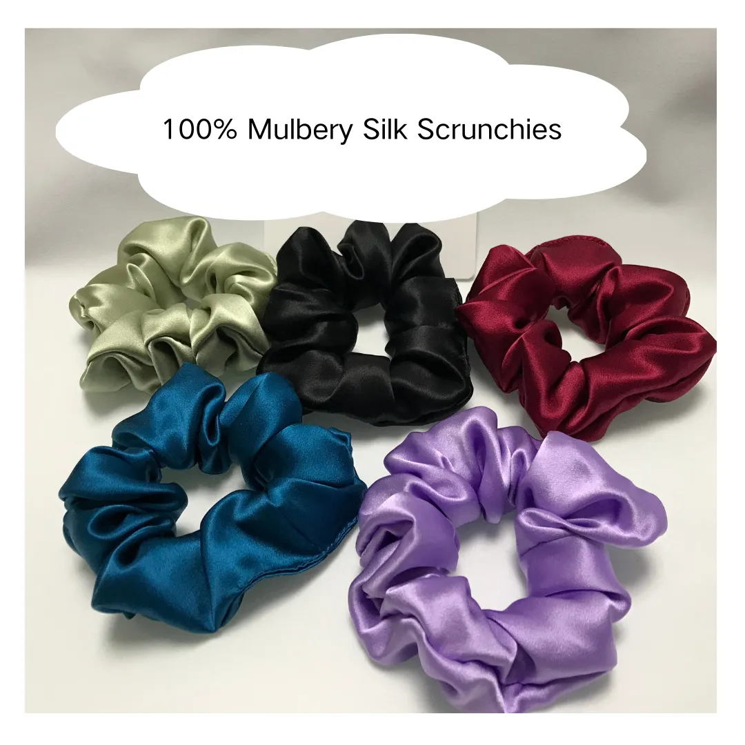 Diamond Blue Silk Scrunchies Large