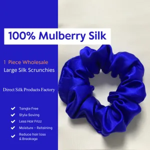 Diamond Blue Silk Scrunchies Large