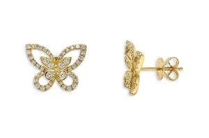 Earrings 18kt Yellow Gold & Diamonds Butterflies Studs