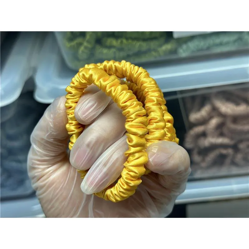 Emperor yellow silk scrunchies mini