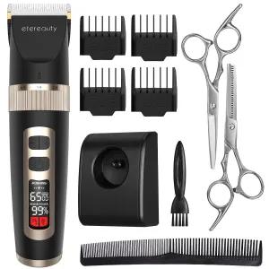 ETEREAUTY Smart LCD Rechargeable Mute Hair Clipper Trimmer Grooming