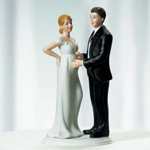 Expecting Pregnant Bridal Bride and Groom Wedding Cake Topper