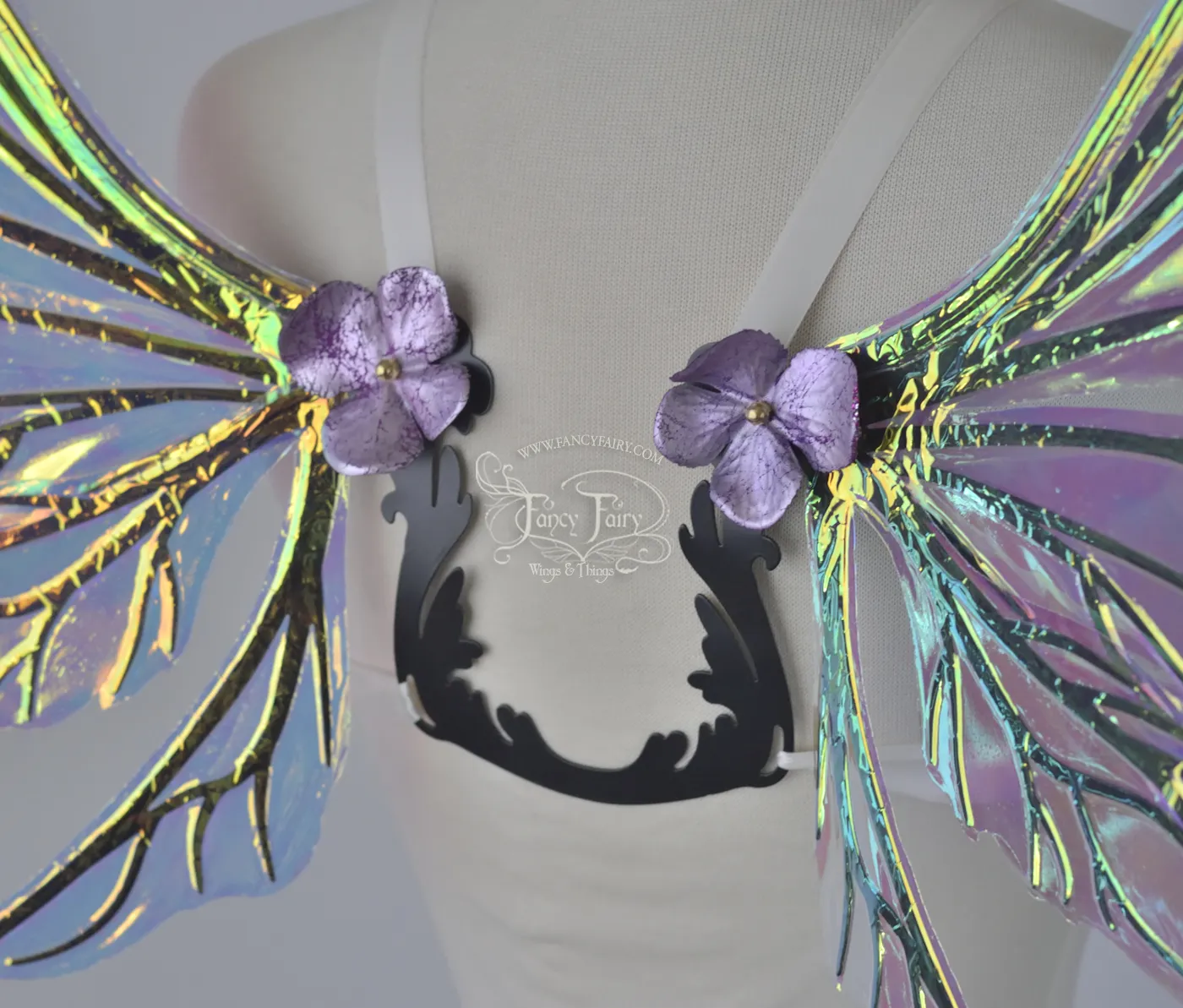 Fauna Iridescent Convertible Fairy Wings and Winged Hair Comb set in Opal Rainbow with Swarvski Crystals