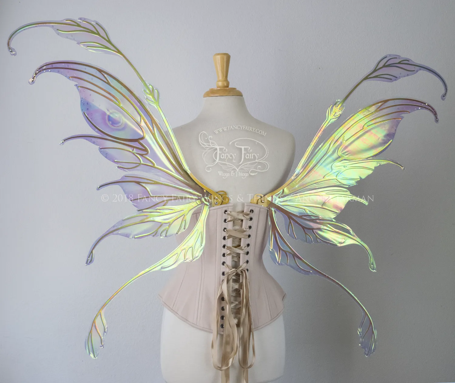 Fauna Iridescent Convertible Fairy Wings and Winged Hair Comb set in Opal Rainbow with Swarvski Crystals