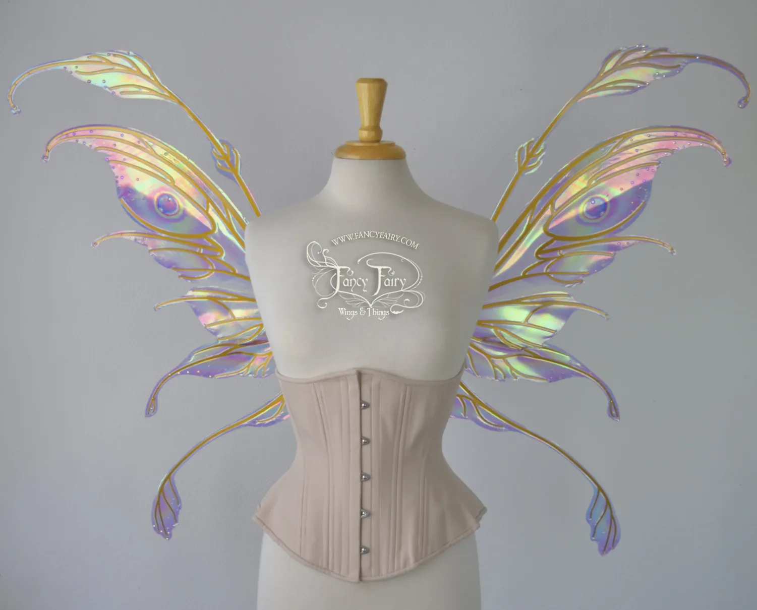 Fauna Iridescent Convertible Fairy Wings and Winged Hair Comb set in Opal Rainbow with Swarvski Crystals