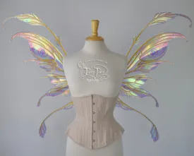 Fauna Iridescent Convertible Fairy Wings and Winged Hair Comb set in Opal Rainbow with Swarvski Crystals