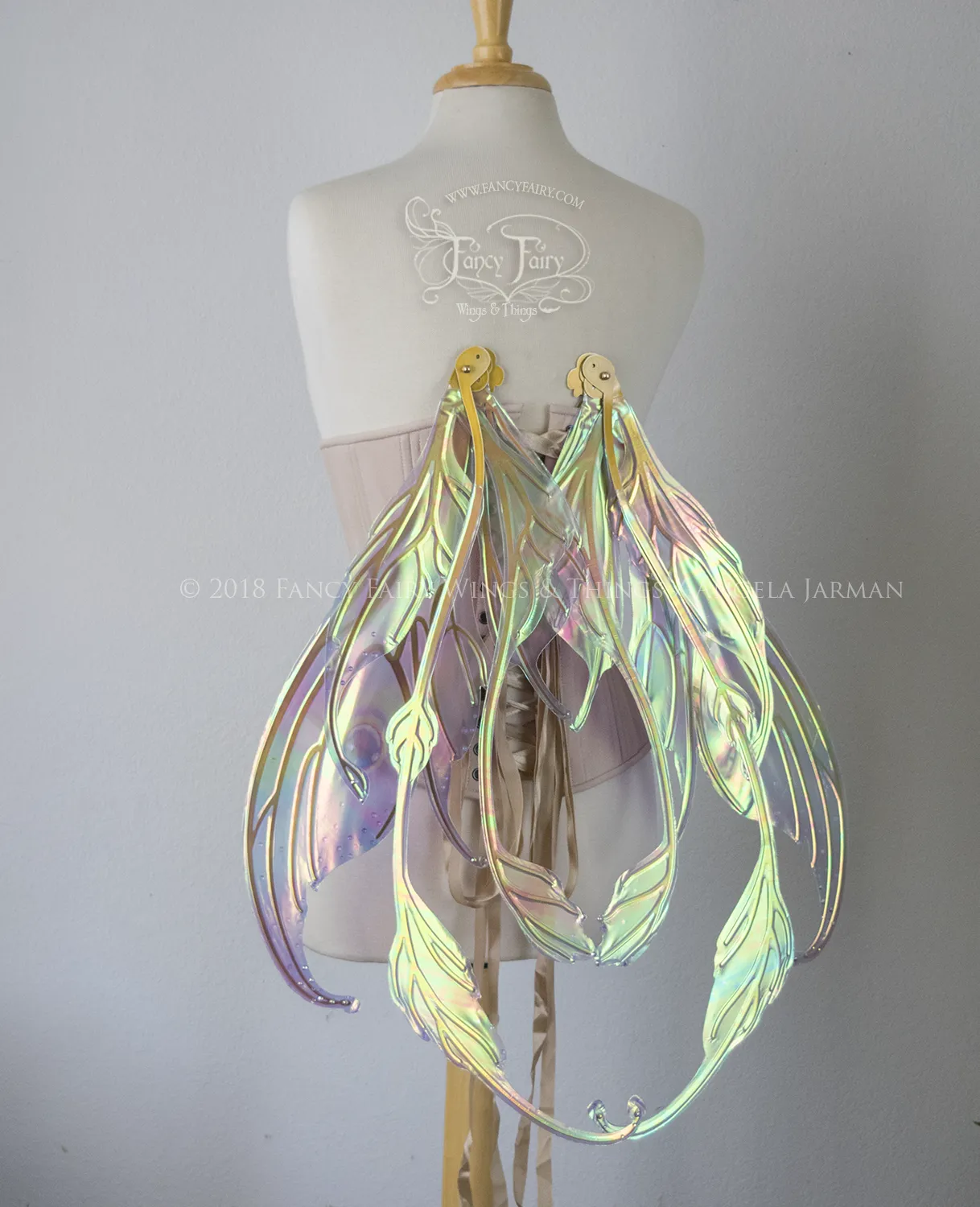 Fauna Iridescent Convertible Fairy Wings and Winged Hair Comb set in Opal Rainbow with Swarvski Crystals