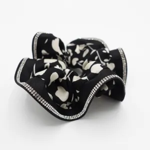 floral scrunchies hotfix embellished trim hair elastic scrunchie for women