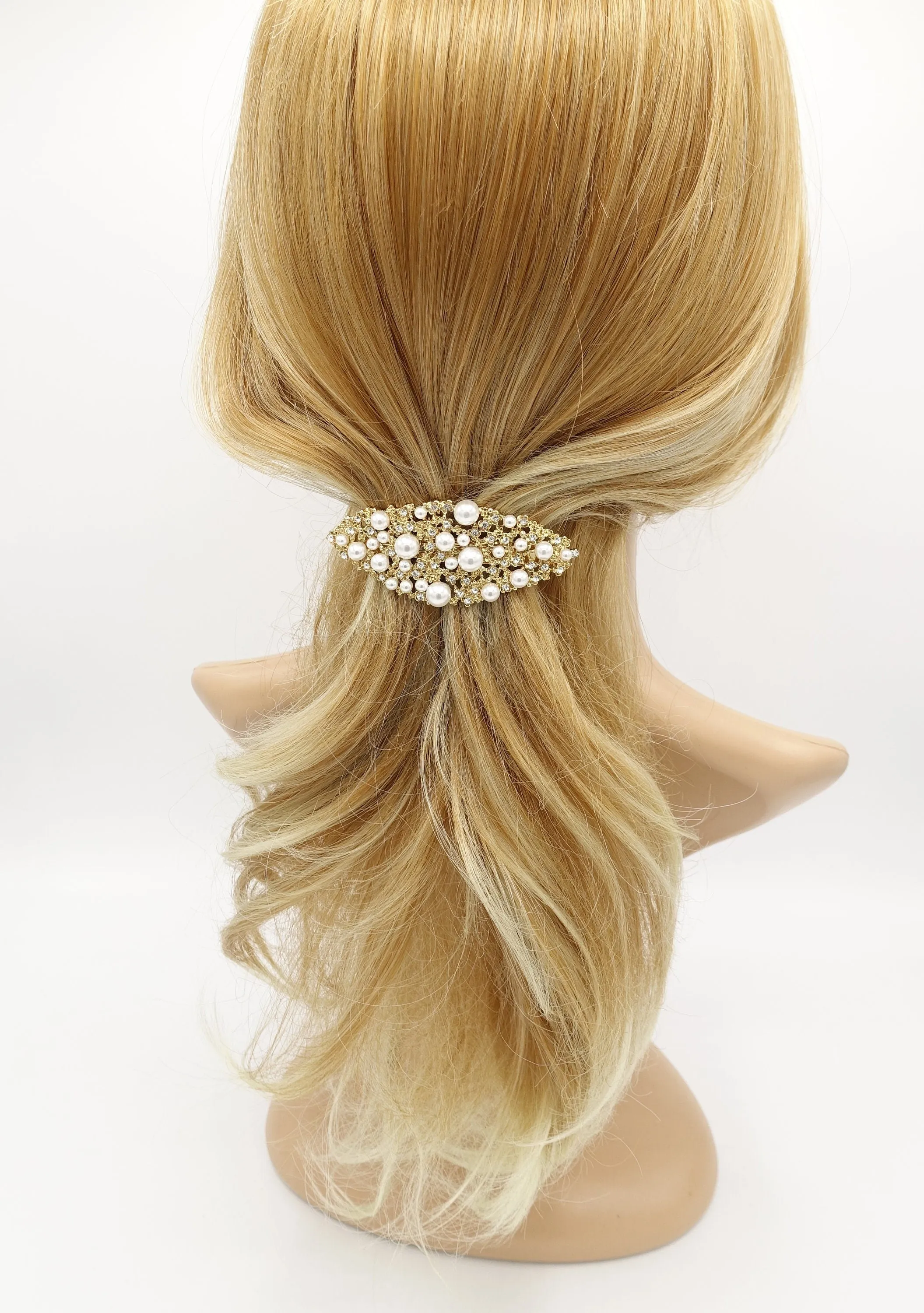 galaxy pearl rhinestone hair barrette