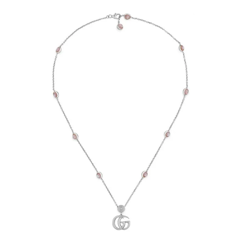 GC GG Marmont Sterling Silver Pink Mother of Pearl Necklace D