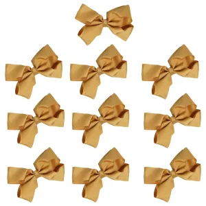 Gold Classic Hair Bows - 10 Pack