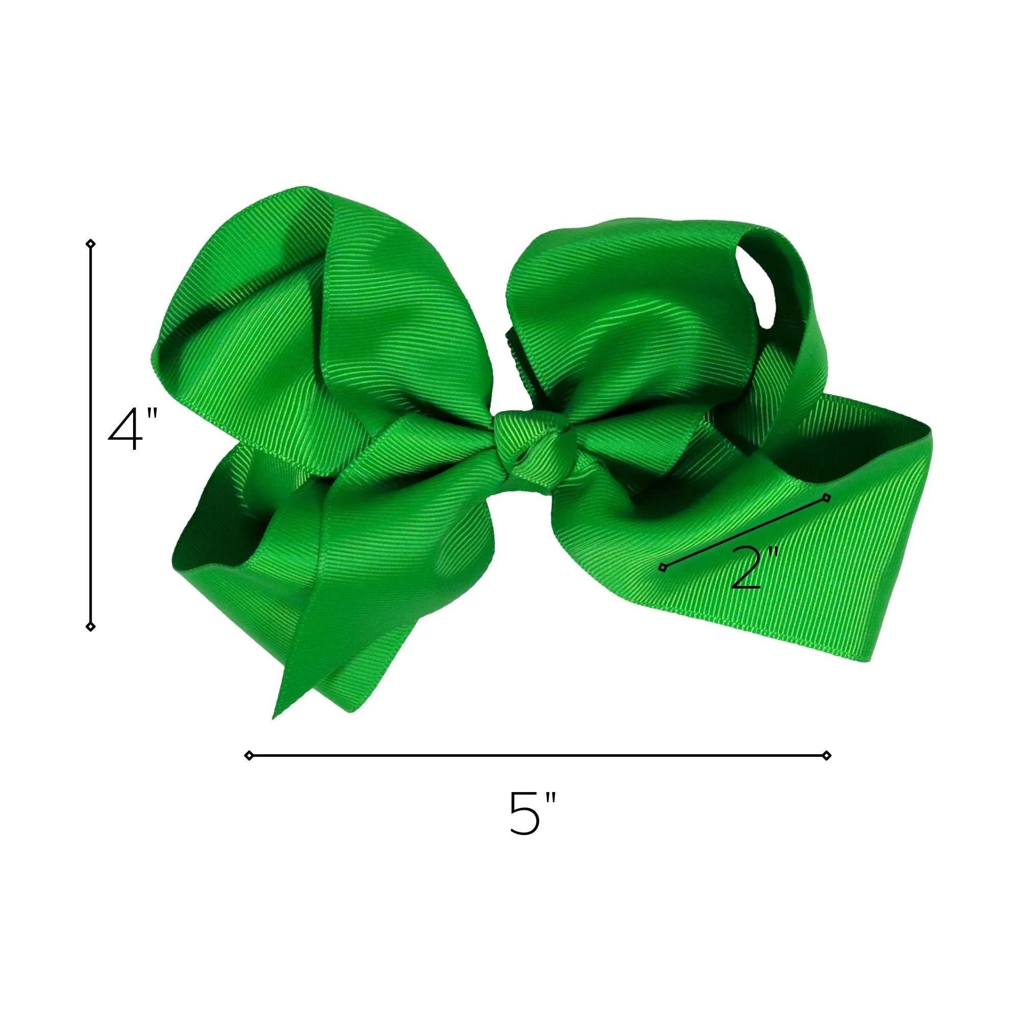 Green Classic Hair Bows - 10 Pack