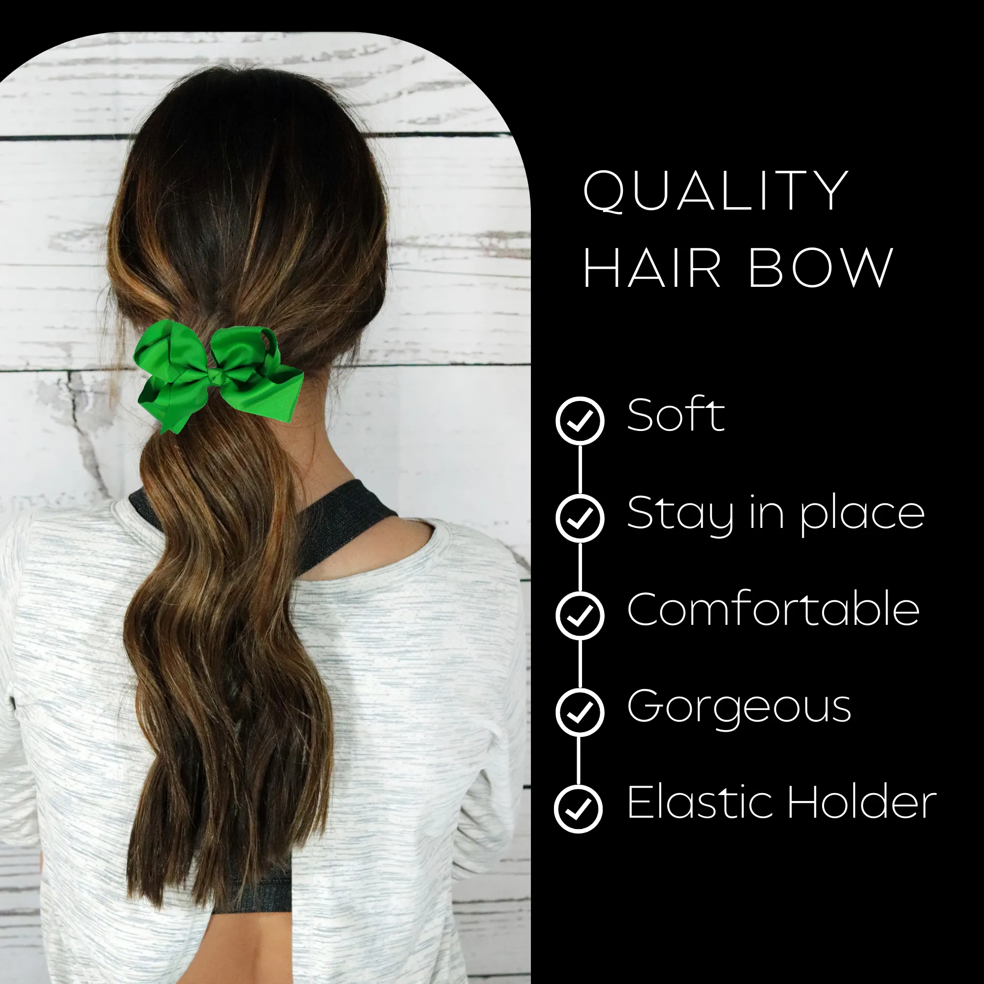 Green Classic Hair Bows - 10 Pack