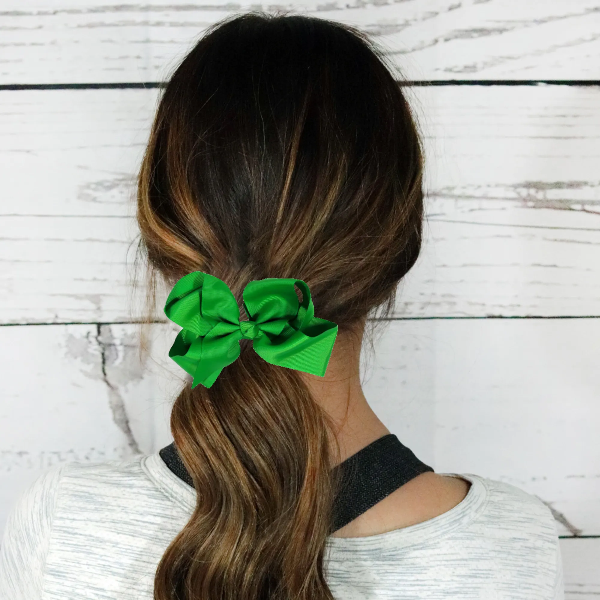 Green Classic Hair Bows - 10 Pack