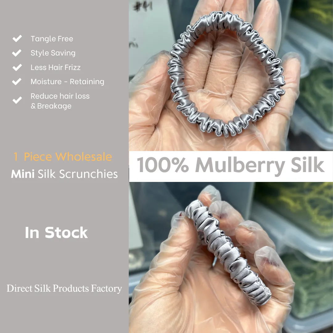 Grey silk scrunchies mini